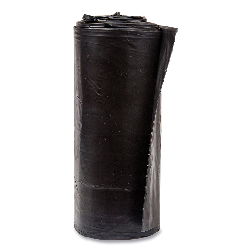 High-Density Commercial Can Liners, 60 gal, 17 mic, 38" x 60", Black, 25 Bags/Roll, 8 Interleaved Rolls/Carton