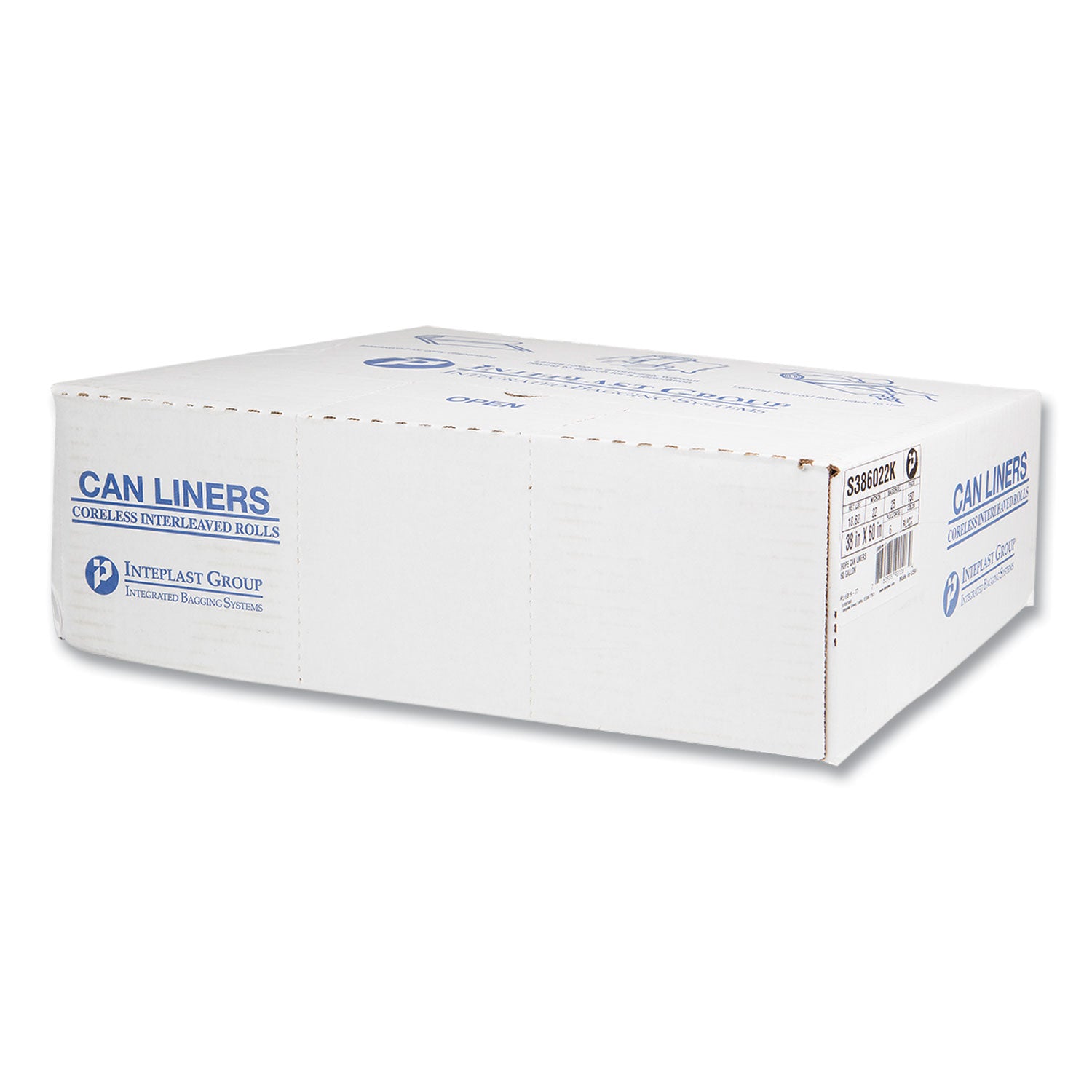 High-Density Commercial Can Liners, 60 gal, 22 mic, 38" x 60", Black, 25 Bags/Roll, 6 Interleaved Rolls/Carton