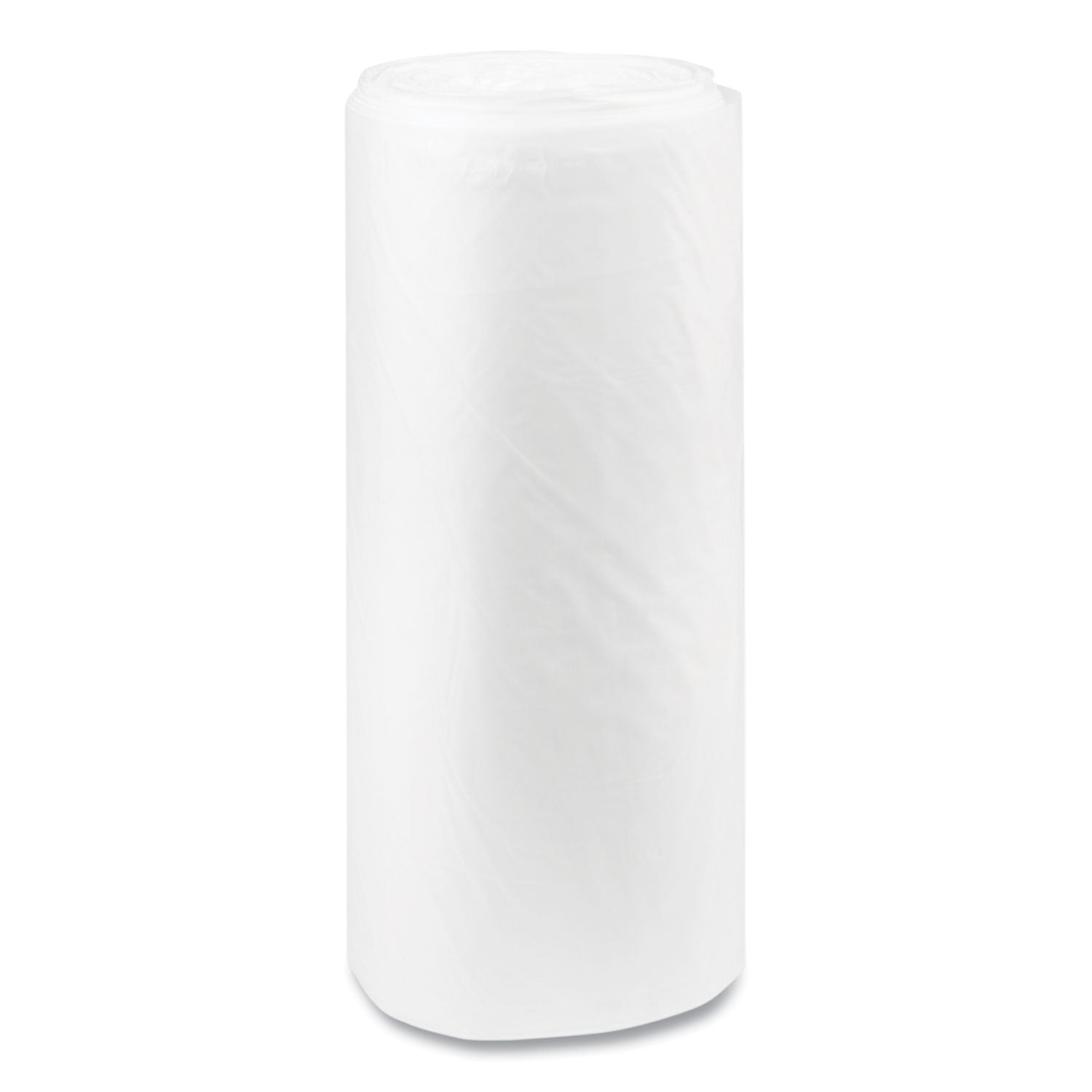High-Density Commercial Can Liners, 60 gal, 22 mic, 38" x 60", Clear, 25 Bags/Roll, 6 Interleaved Rolls/Carton