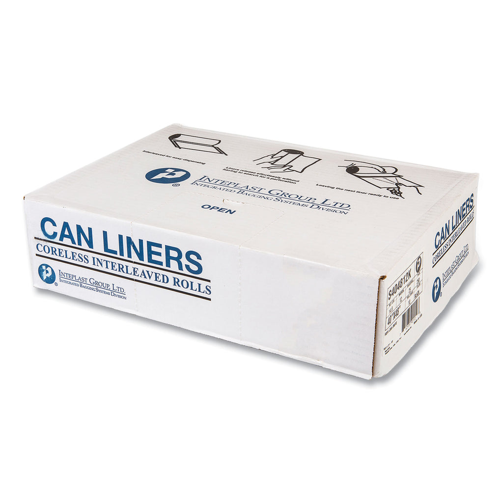 High-Density Commercial Can Liners, 45 gal, 12 mic, 40" x 48", Black, 25 Bags/Roll, 10 Interleaved Rolls/Carton