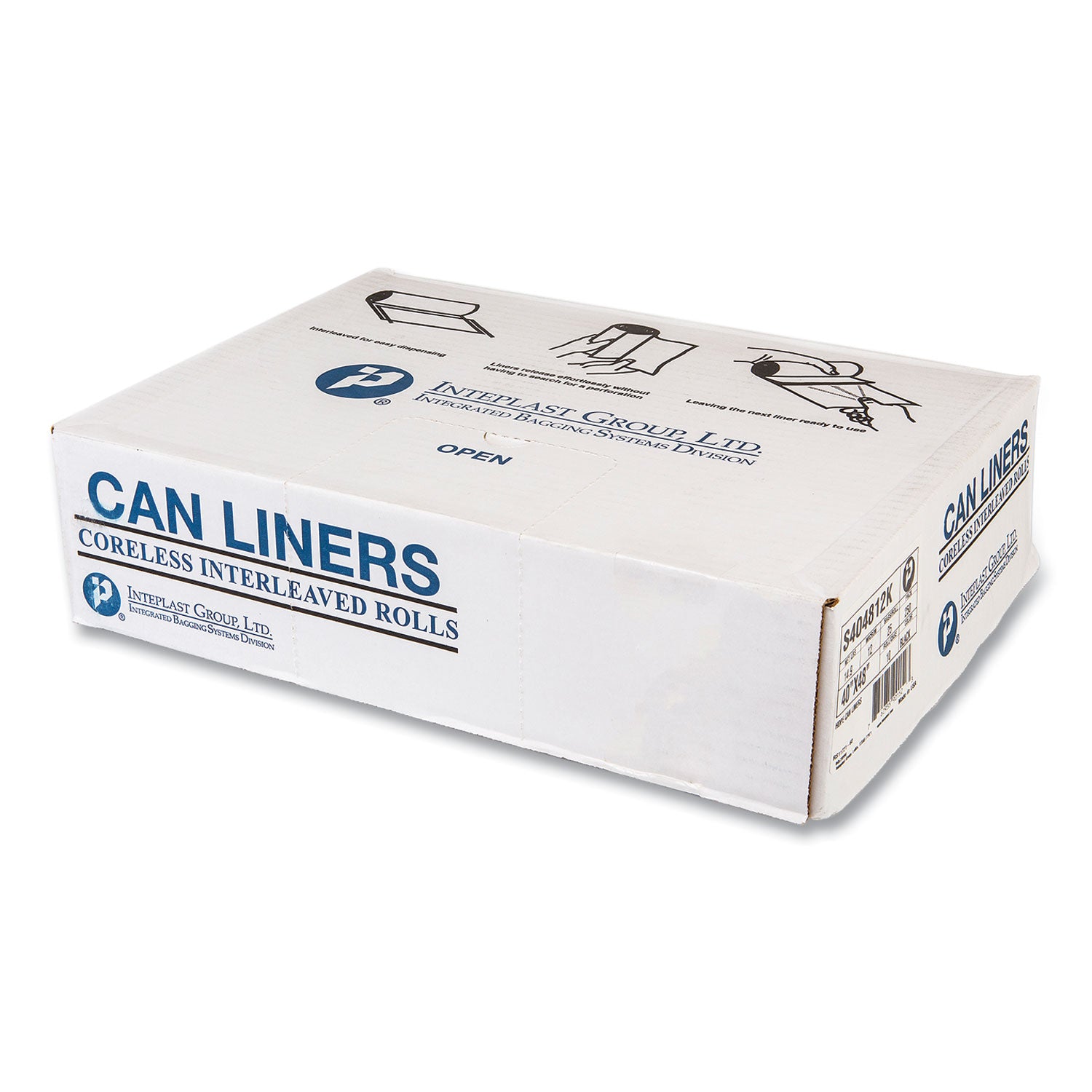 High-Density Commercial Can Liners, 45 gal, 12 mic, 40" x 48", Black, 25 Bags/Roll, 10 Interleaved Rolls/Carton