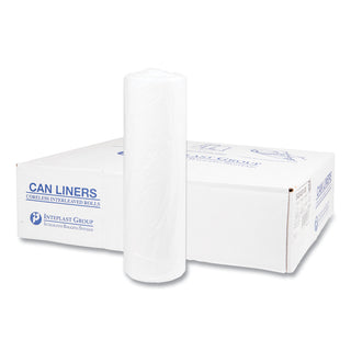 High-Density Commercial Can Liners, 45 gal, 14 mic, 40" x 48", Clear, 25 Bags/Roll, 10 Interleaved Rolls/Carton