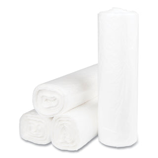 High-Density Commercial Can Liners, 45 gal, 14 mic, 40" x 48", Clear, 25 Bags/Roll, 10 Interleaved Rolls/Carton