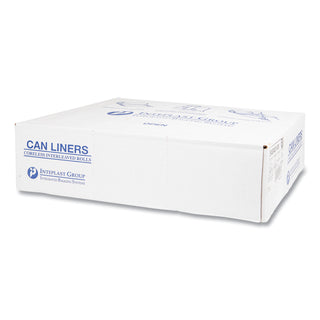 High-Density Commercial Can Liners, 45 gal, 14 mic, 40" x 48", Clear, 25 Bags/Roll, 10 Interleaved Rolls/Carton