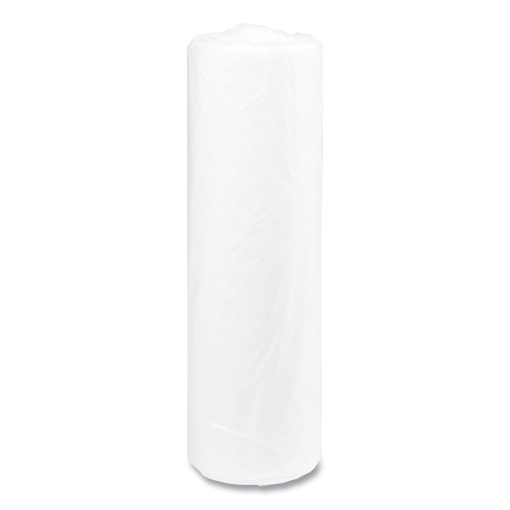 High-Density Commercial Can Liners, 45 gal, 14 mic, 40" x 48", Clear, 25 Bags/Roll, 10 Interleaved Rolls/Carton