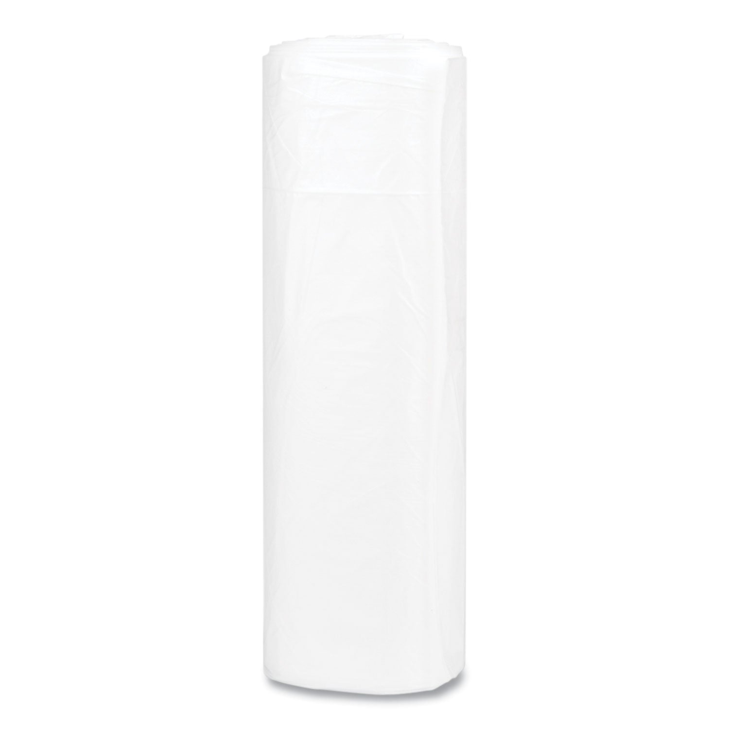 High-Density Commercial Can Liners, 45 gal, 16 mic, 40" x 48", Clear, 25 Bags/Roll, 10 Interleaved Rolls/Carton