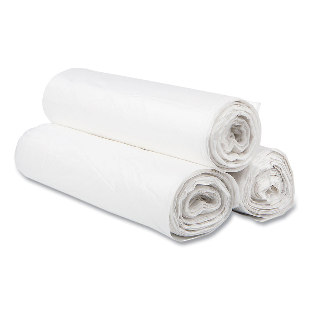 High-Density Commercial Can Liners, 60 gal, 16 mic, 43" x 48", Natural, 25 Bags/Roll, 8 Interleaved Rolls/Carton