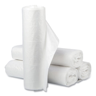 High-Density Commercial Can Liners Value Pack, 60 gal, 12 mic, 38" x 58", Clear, 25 Bags/Roll, 8 Interleaved Rolls/Carton