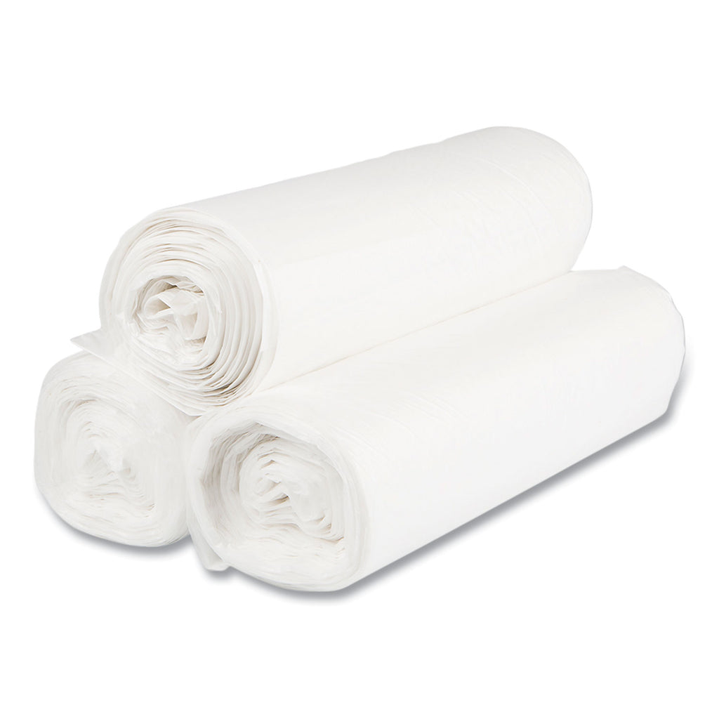 High-Density Commercial Can Liners Value Pack, 60 gal, 14 mic, 38" x 58", Clear, 25 Bags/Roll, 8 Interleaved Rolls/Carton