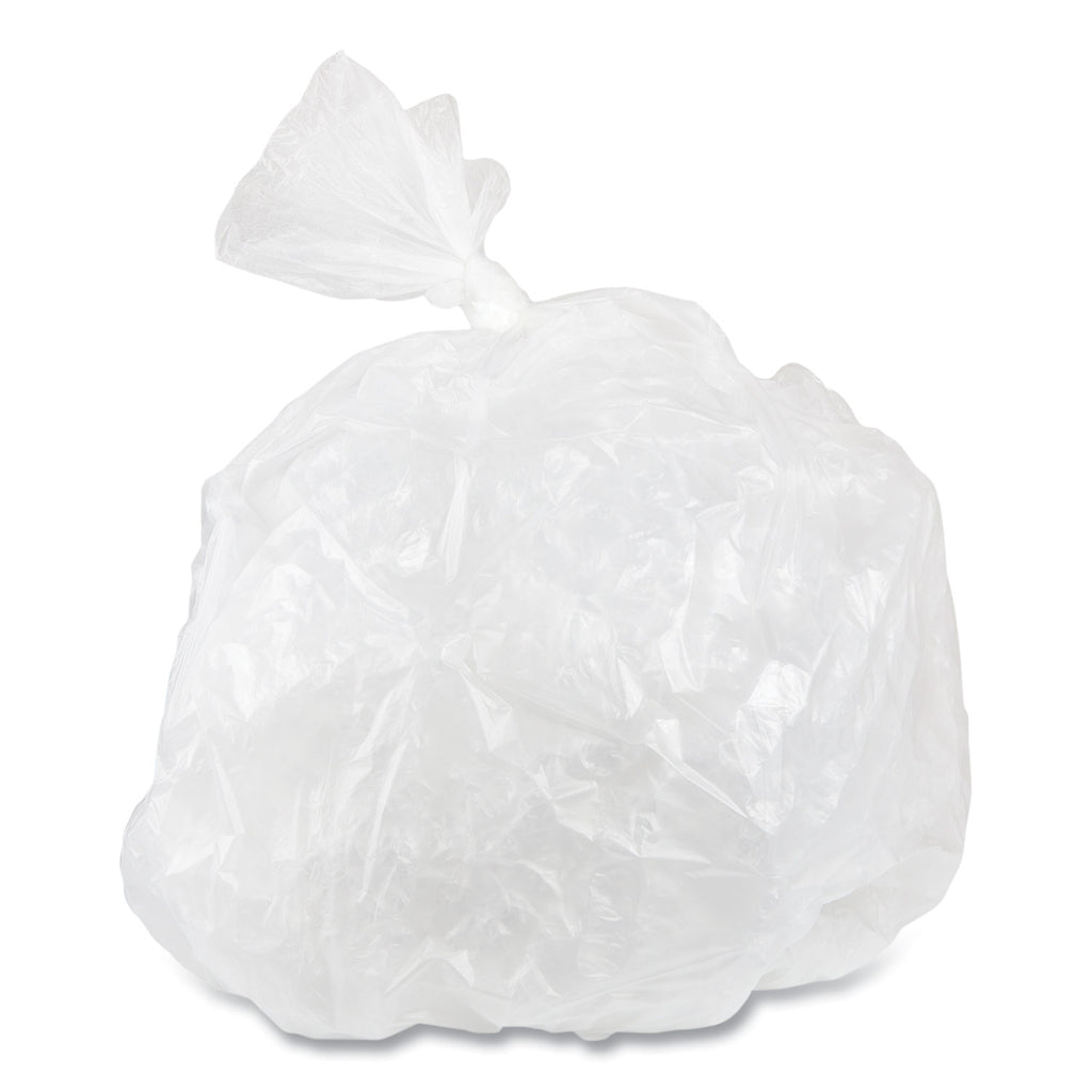 High-Density Commercial Can Liners Value Pack, 60 gal, 14 mic, 38" x 58", Clear, 25 Bags/Roll, 8 Interleaved Rolls/Carton