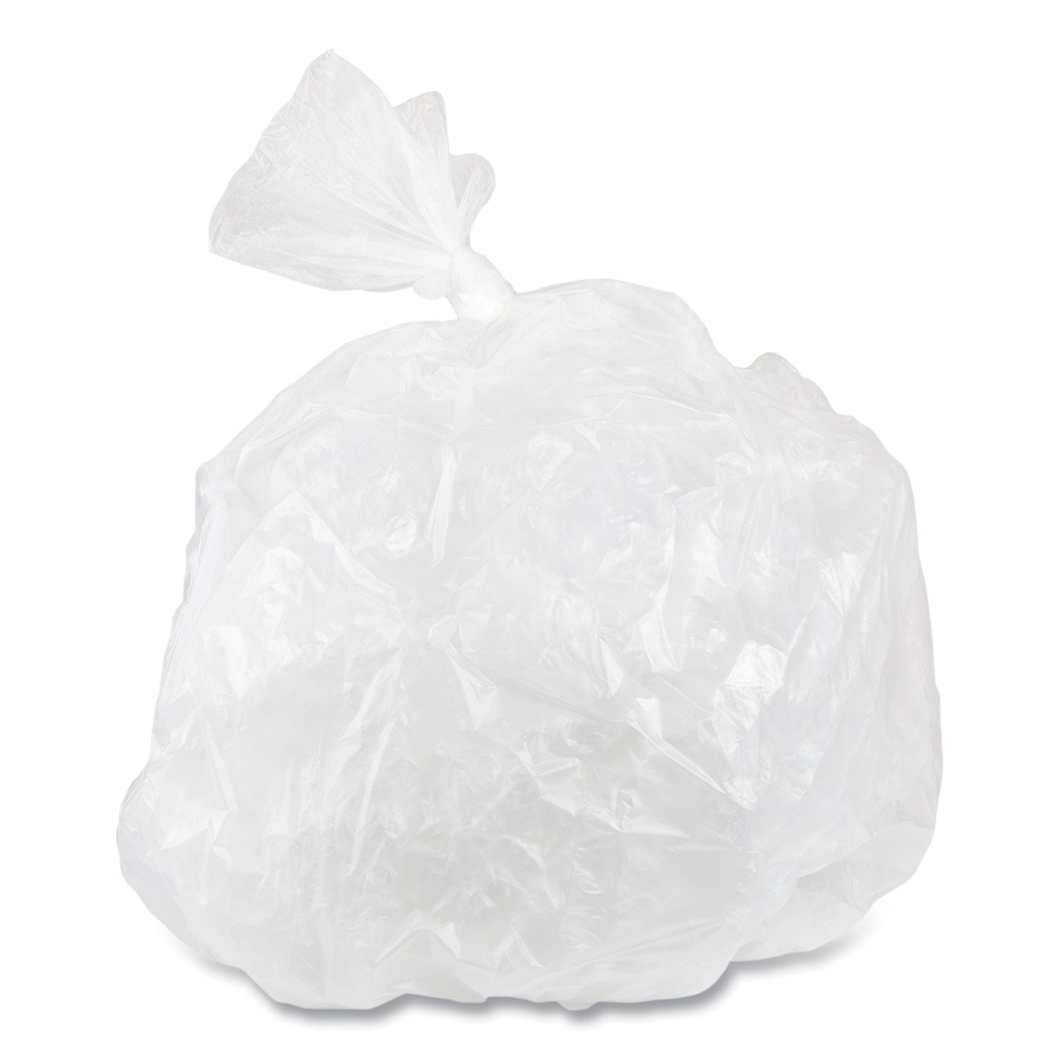 High-Density Commercial Can Liners Value Pack, 60 gal, 14 mic, 38" x 58", Clear, 25 Bags/Roll, 8 Interleaved Rolls/Carton