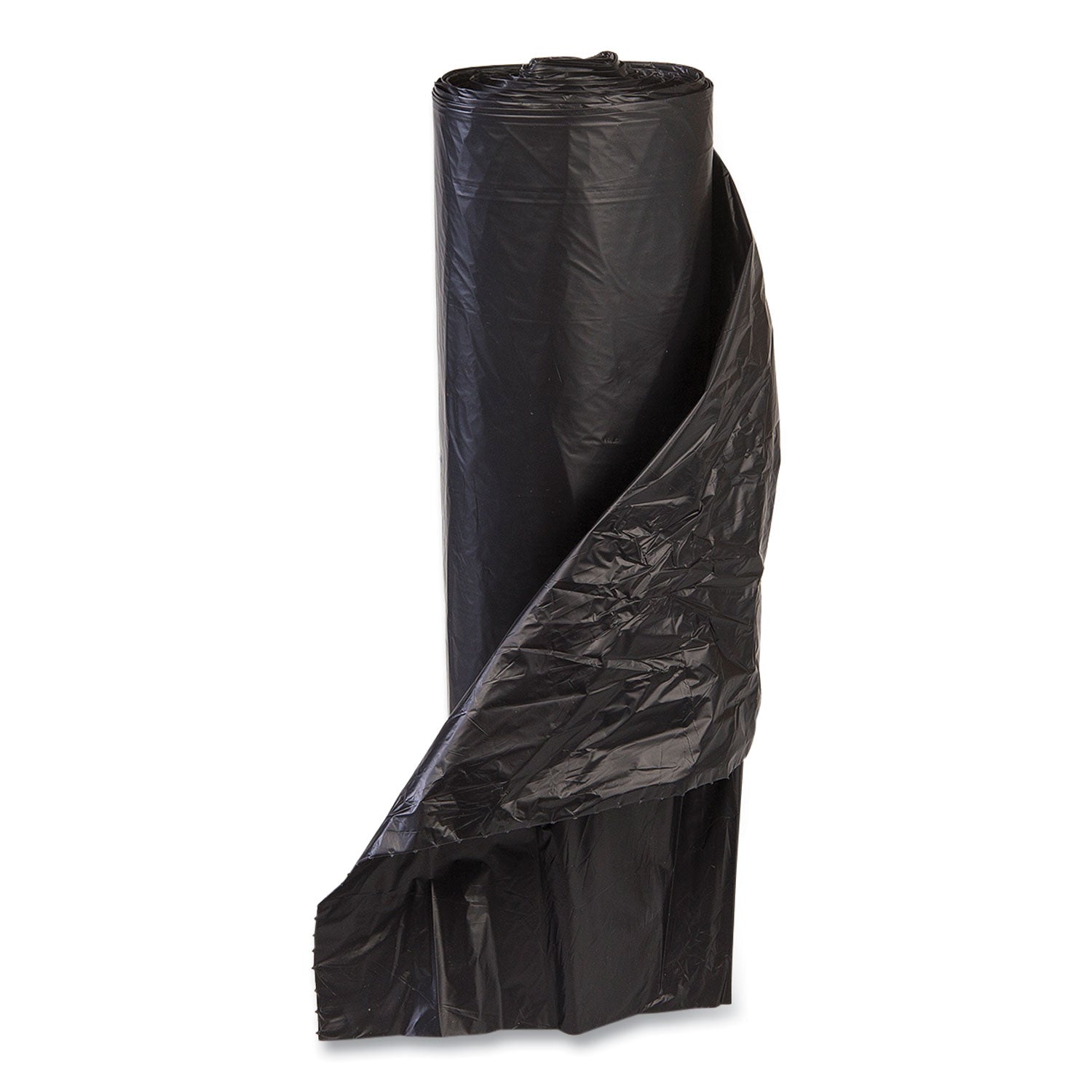 High-Density Commercial Can Liners Value Pack, 60 gal, 19 mic, 43" x 46", Black, 25 Bags/Roll, 6 Interleaved Rolls/Carton