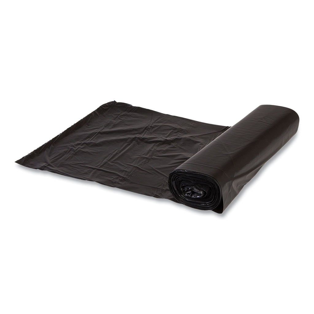 High-Density Commercial Can Liners Value Pack, 60 gal, 19 mic, 43" x 46", Black, 25 Bags/Roll, 6 Interleaved Rolls/Carton
