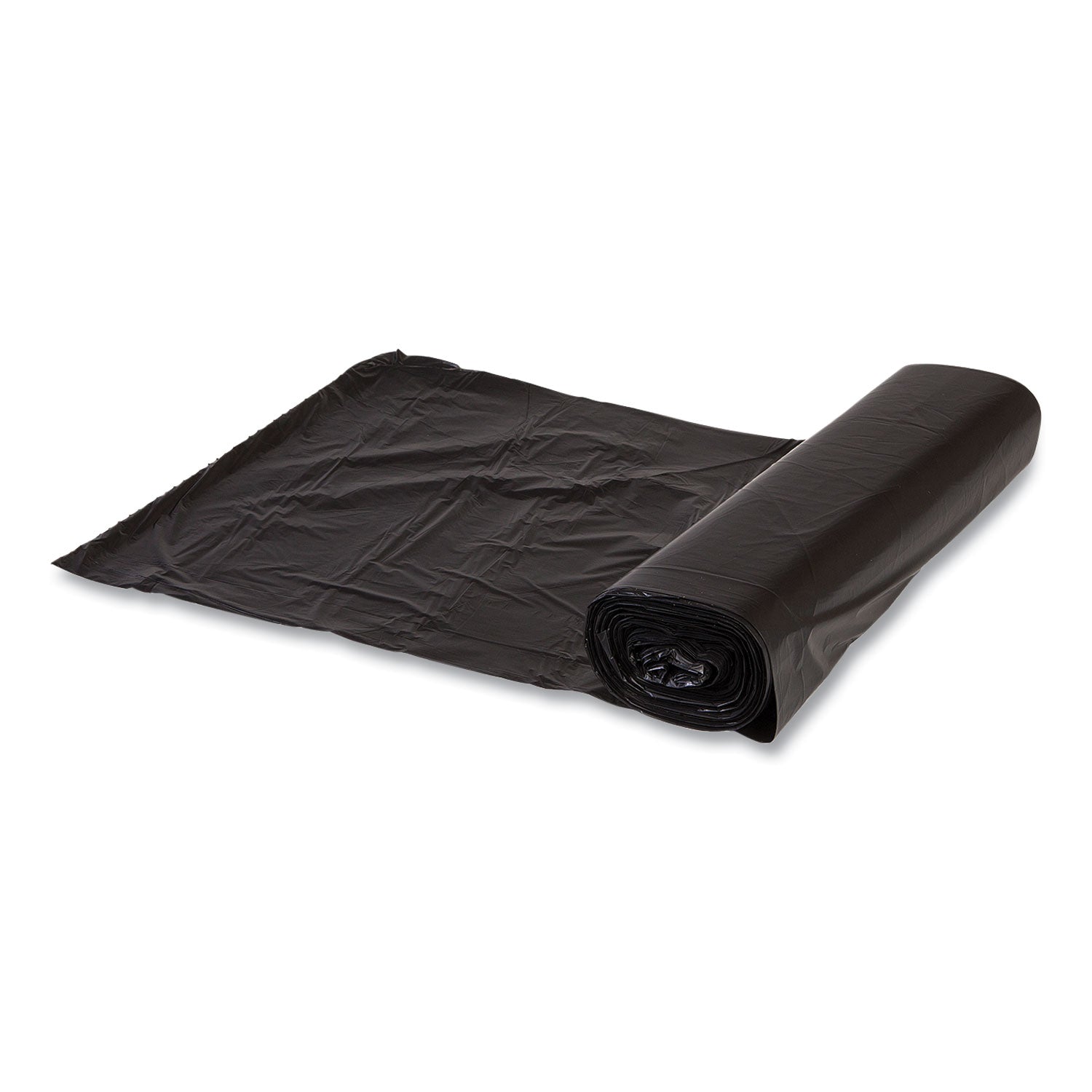 High-Density Commercial Can Liners Value Pack, 60 gal, 19 mic, 43" x 46", Black, 25 Bags/Roll, 6 Interleaved Rolls/Carton