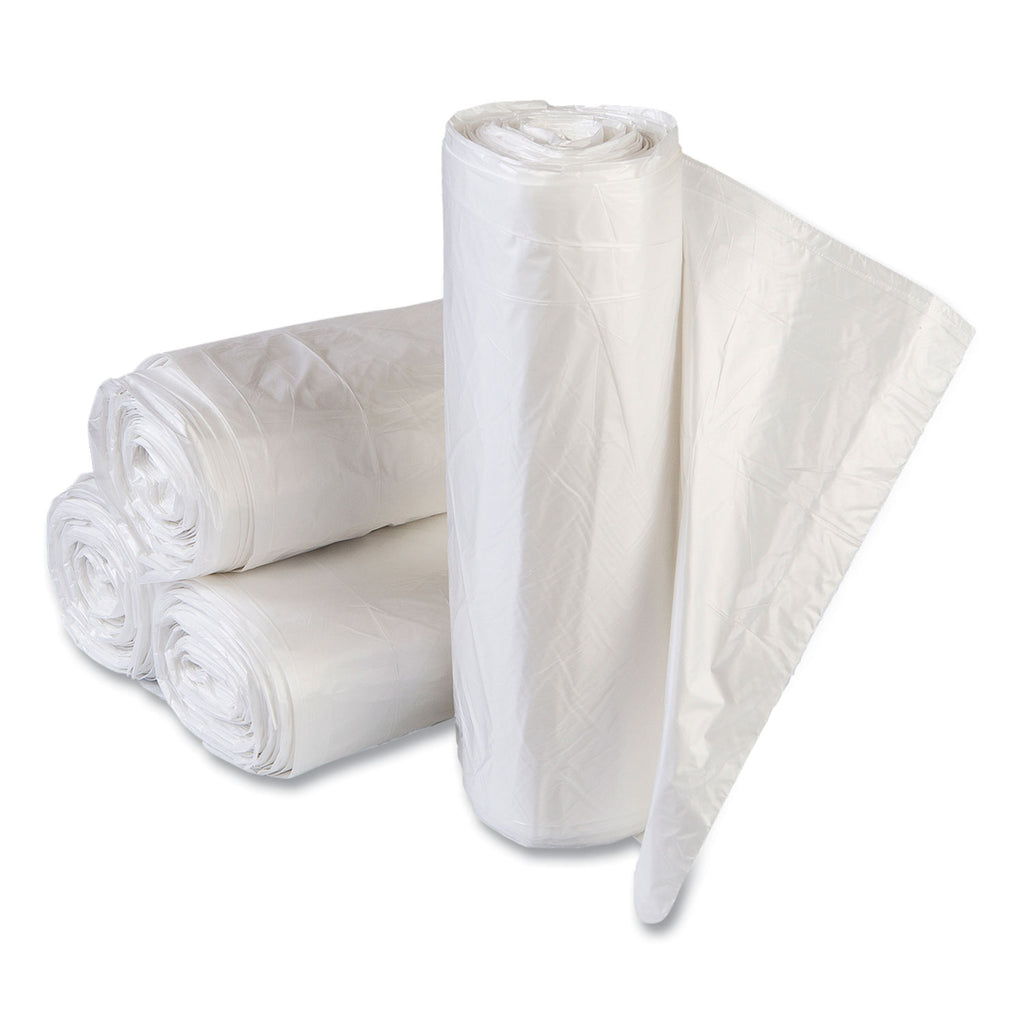 High-Density Commercial Can Liners Value Pack, 60 gal, 14 mic, 43" x 46", Clear, 25 Bags/Roll, 8 Interleaved Rolls/Carton