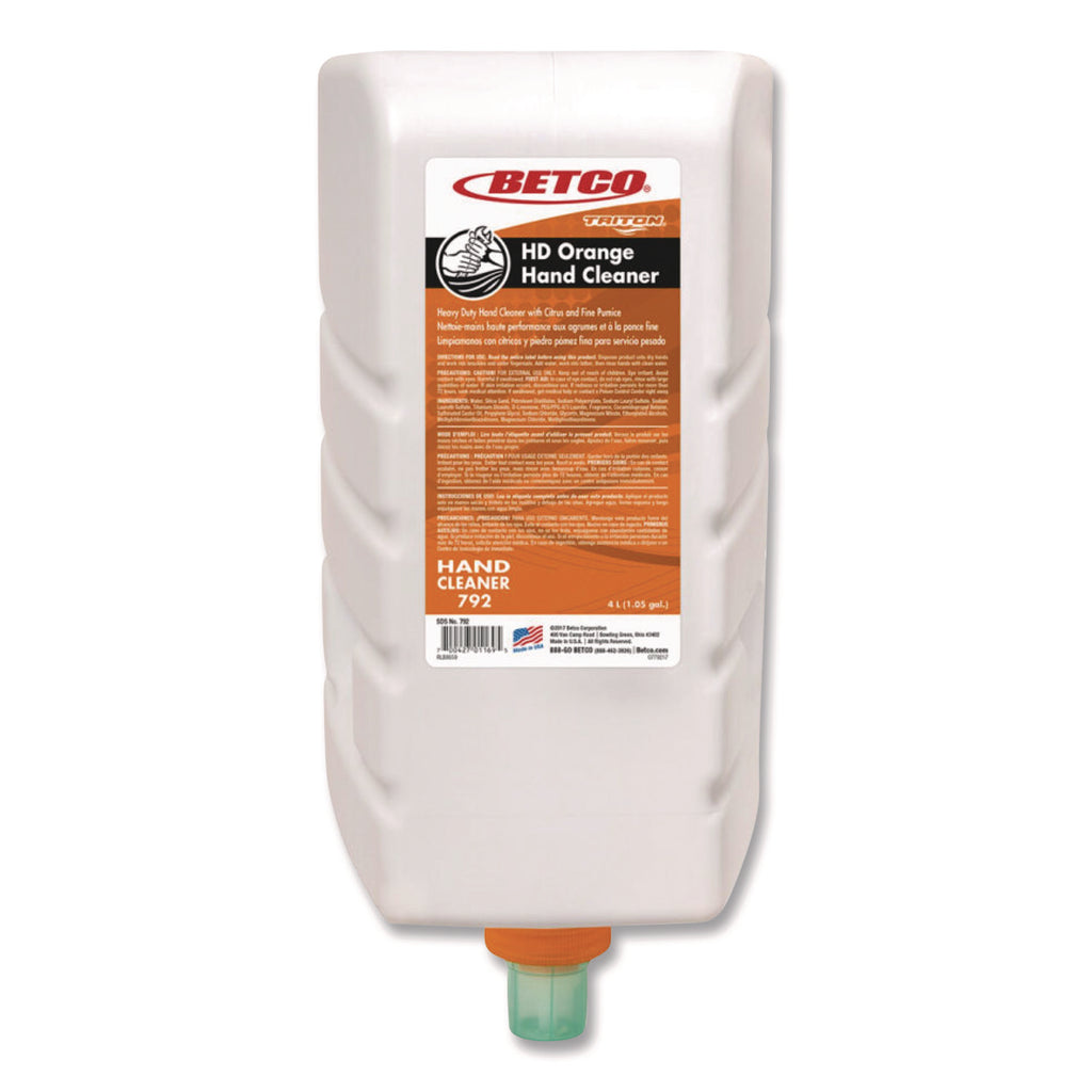HD Orange Hand Cleaner Refill, Citrus Zest, 4 L Refill Bottle for Triton Dispensers, 4/Carton