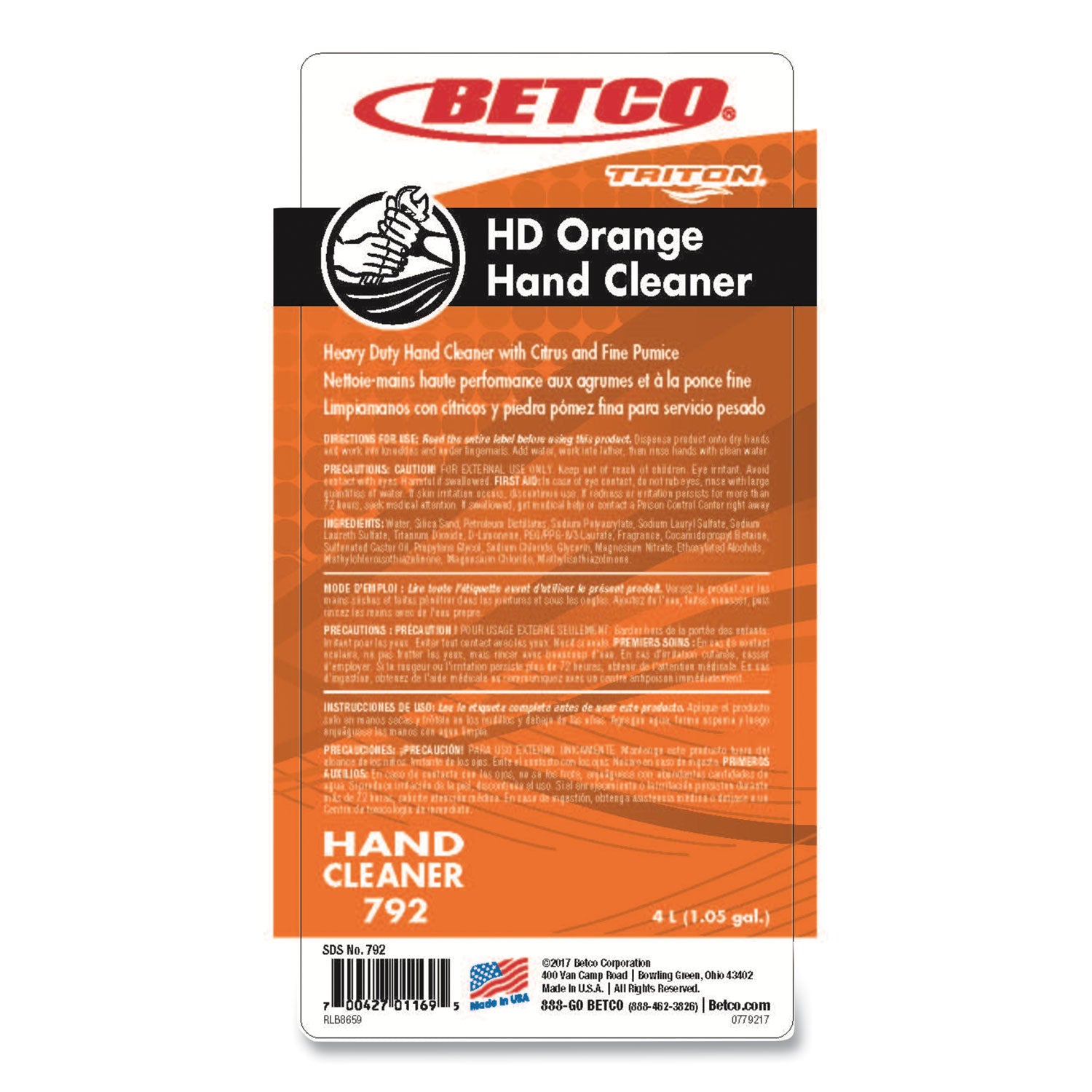 hd-orange-hand-cleaner-refill-citrus-zest-4-l-refill-bottle-for-triton-dispensers-4-carton_bet7923100 - 2