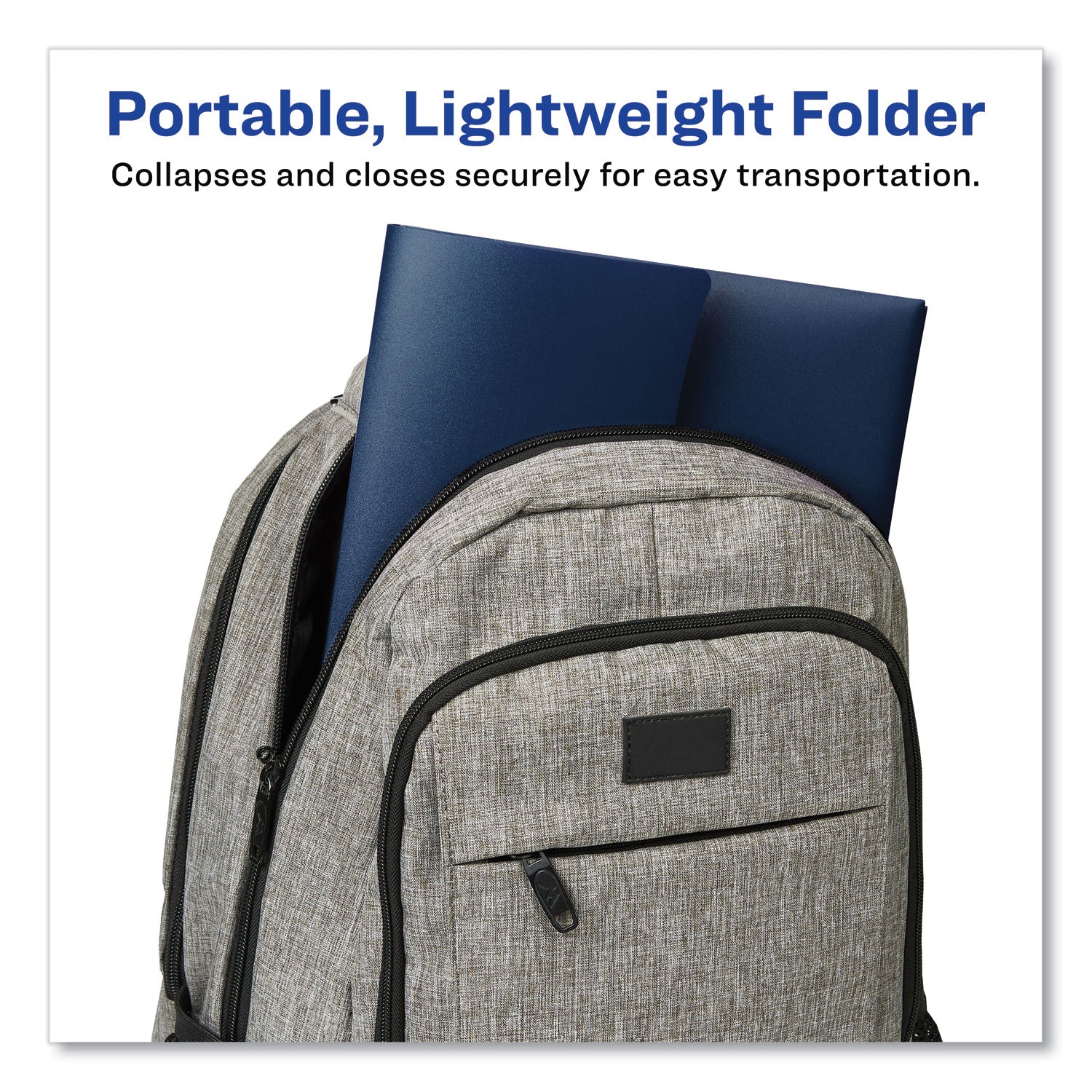 Slide and View Expanding File, 6 Sections, Hook/Loop Closure, Letter Size, Navy Blue