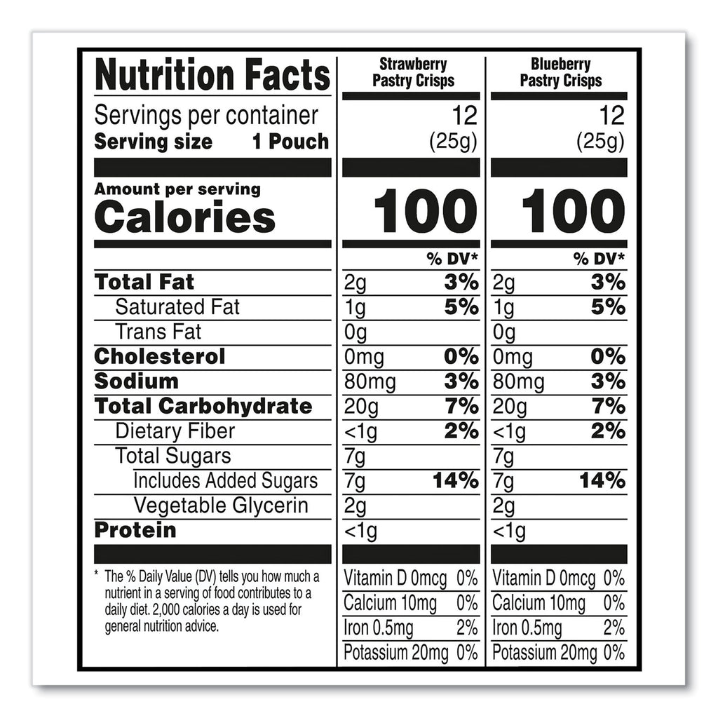 Special K Pastry Crisps, (36) Strawberry; (24) Blueberry, 0.88 oz, 2/Pouch, 30 Pouches/Carton, Ships in 1-3 Business Days