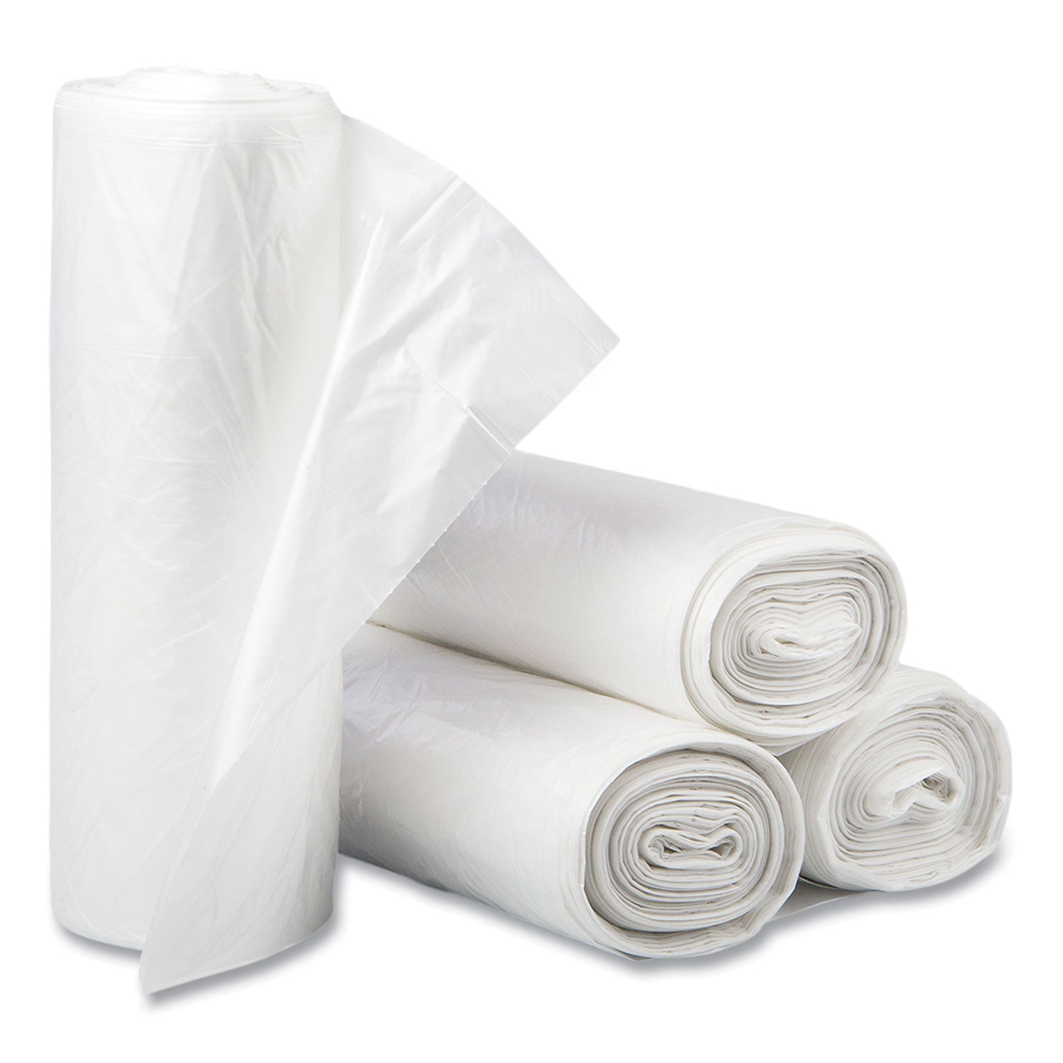 Draw-Tuff Institutional Draw-Tape Can Liners, 12 gal, 0.7 mil, 28" x 24", White, 25 Bags/Roll, 12 Rolls/Carton