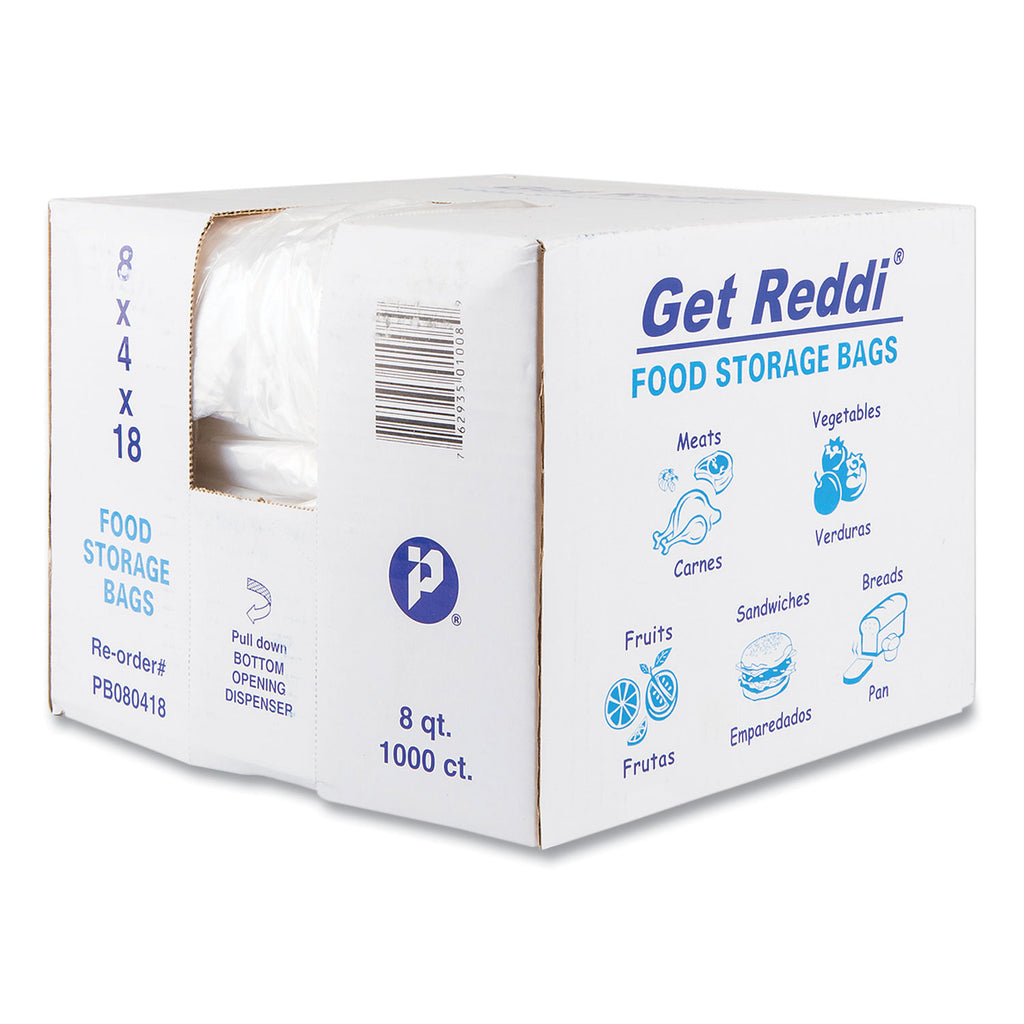 Food Bags, 8 qt, 0.85 mil, 8" x 18", Clear, 1,000/Carton