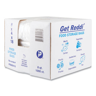 Food Bags, 8 qt, 0.85 mil, 8" x 18", Clear, 1,000/Carton