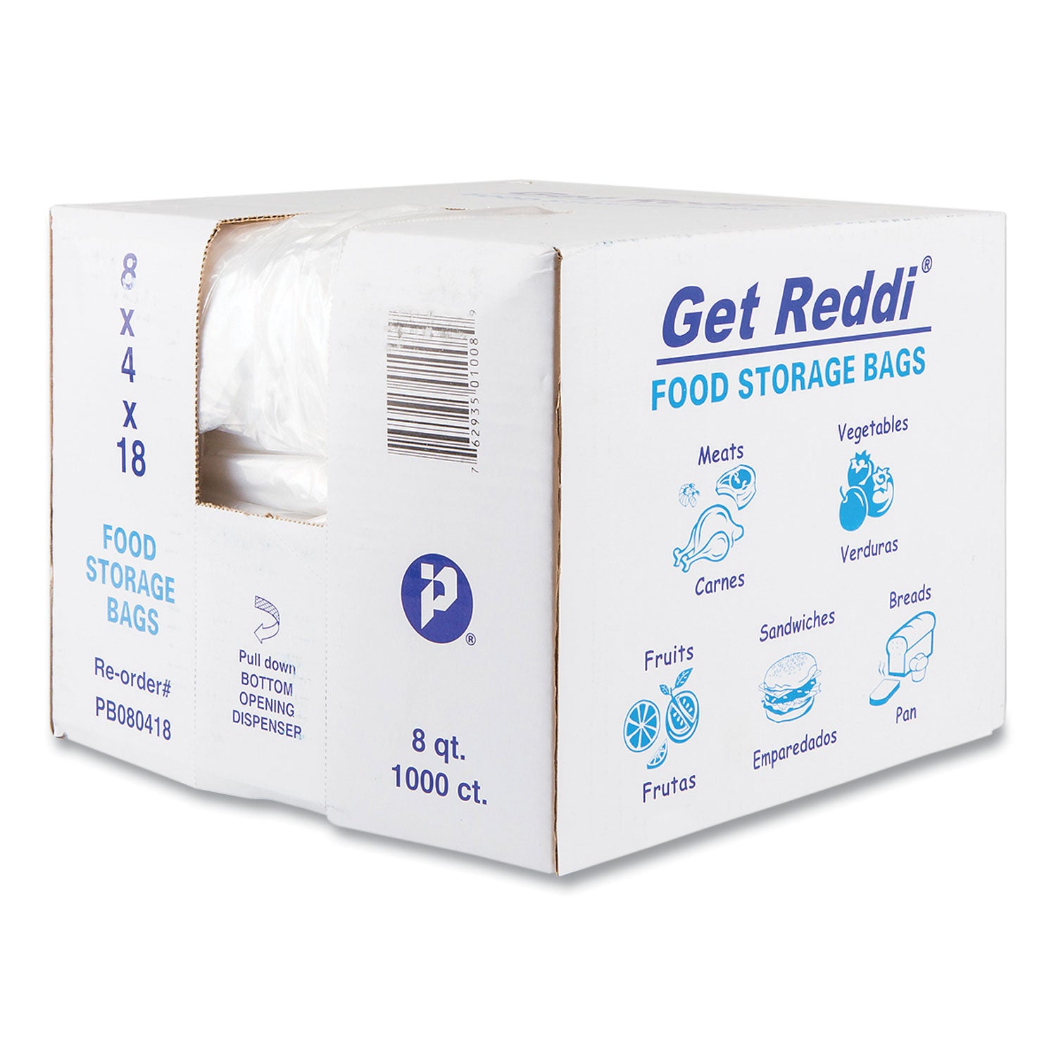Food Bags, 8 qt, 0.85 mil, 8" x 18", Clear, 1,000/Carton