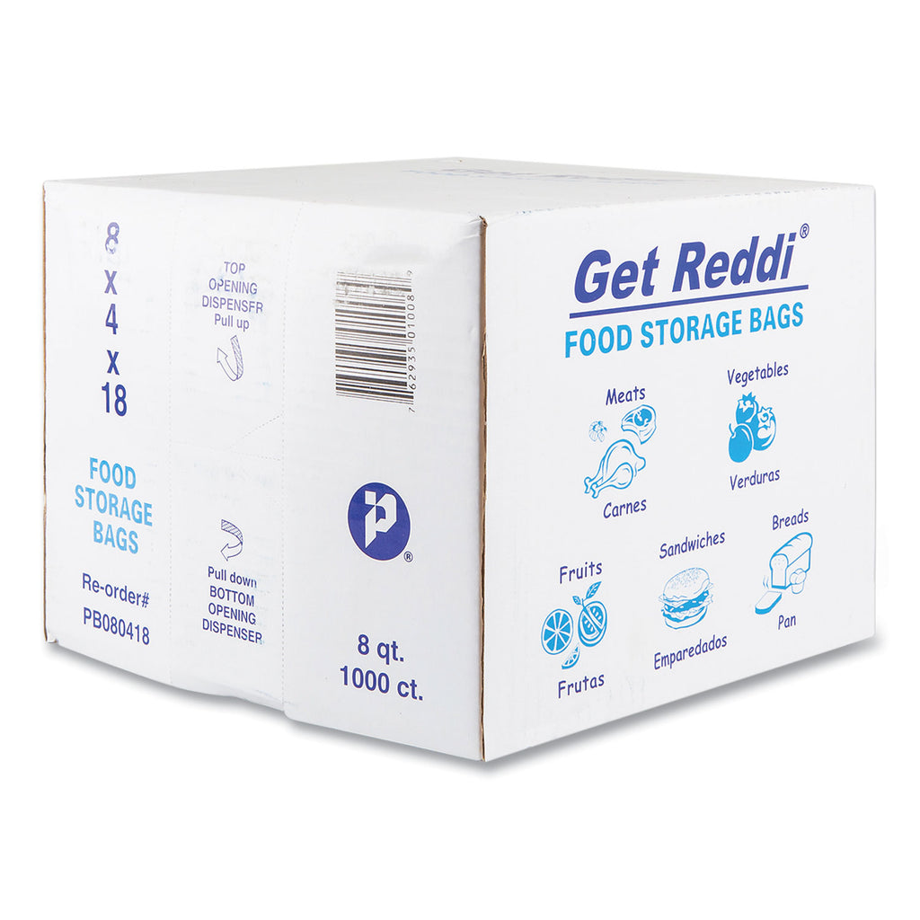 Food Bags, 8 qt, 0.85 mil, 8" x 18", Clear, 1,000/Carton
