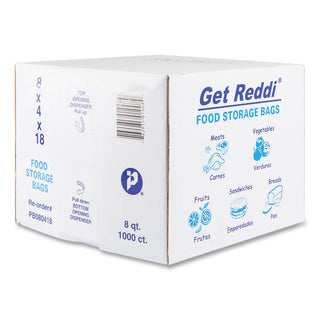 Food Bags, 8 qt, 0.85 mil, 8" x 18", Clear, 1,000/Carton