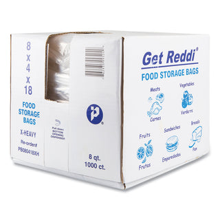 Food and Utility Bags, 8 qt, 1.2 mil, 8" x 18", Clear, 1,000/Carton