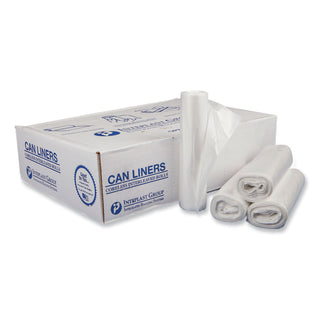 High-Density Commercial Can Liners, 30 gal, 16 mic, 30" x 37", Clear, 25 Bags/Roll, 20 Interleaved Rolls/Carton