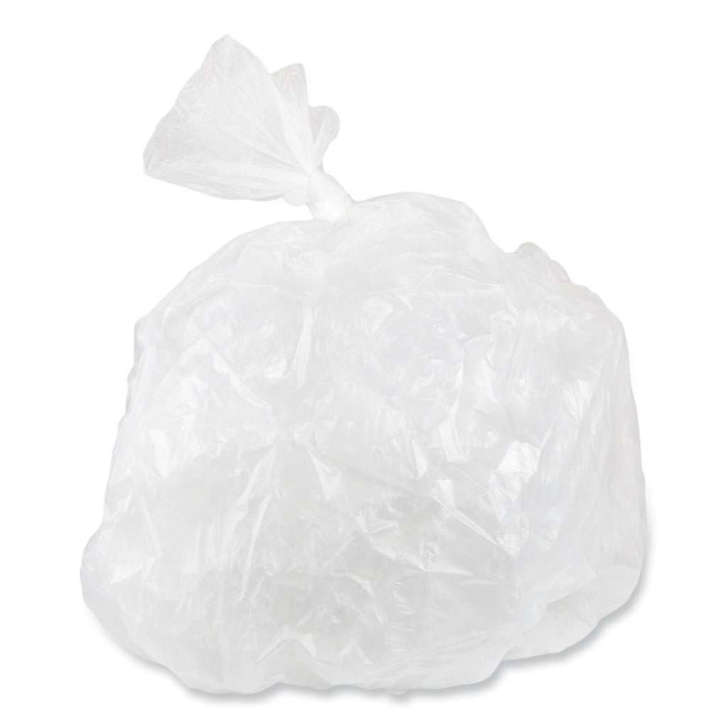 High-Density Commercial Can Liners, 30 gal, 16 mic, 30" x 37", Clear, 25 Bags/Roll, 20 Interleaved Rolls/Carton