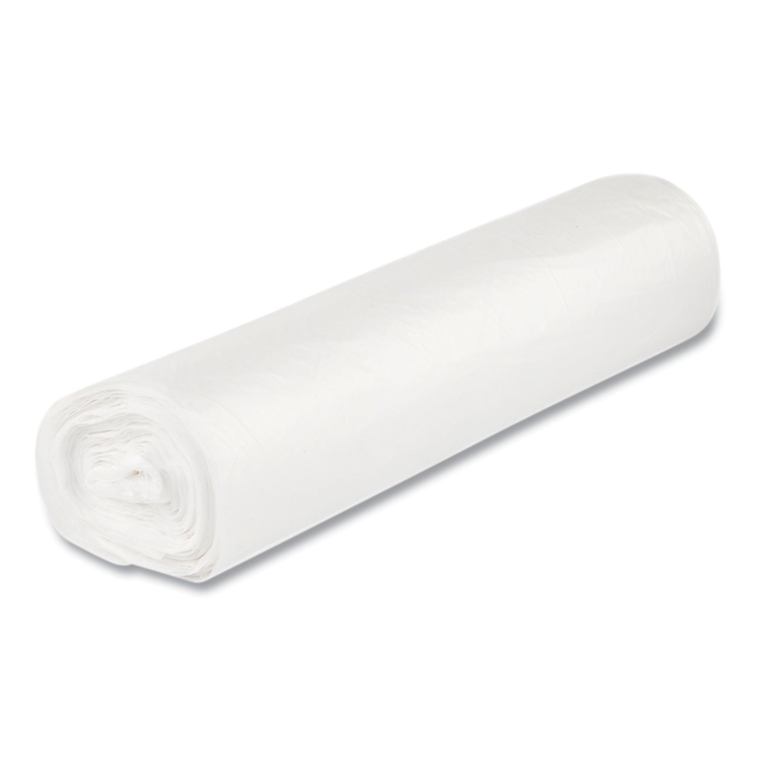 Low-Density Commercial Can Liners, Coreless Perforated Roll, 10 gal, 0.35mil, 24" x 24", Clear, 50 Bags/Roll, 20 Rolls/Carton