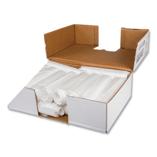 Low-Density Commercial Can Liners, Coreless Interleaved Roll, 16 gal, 0.5mil, 24" x 32", White, 50 Bags/Roll, 10 Rolls/Carton