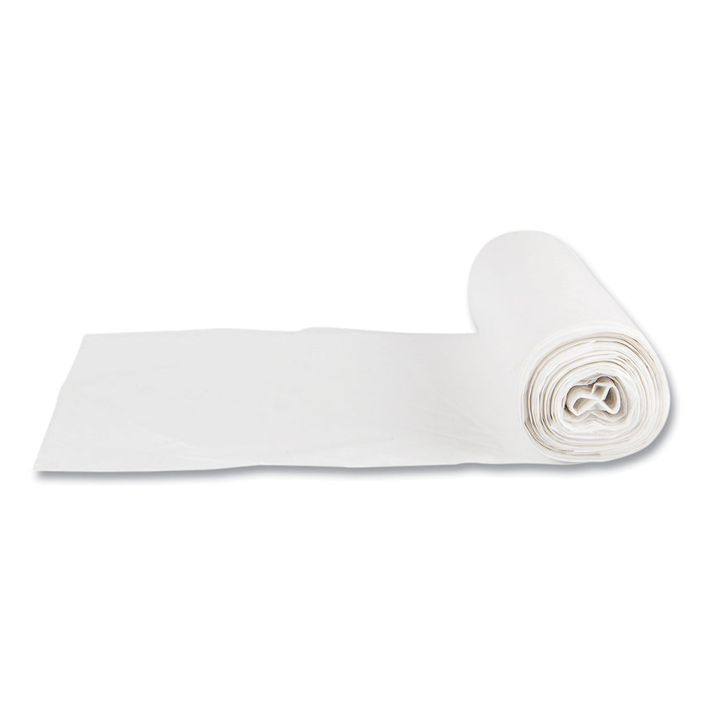 Low-Density Commercial Can Liners, Coreless Interleaved Roll, 16 gal, 0.5mil, 24" x 32", White, 50 Bags/Roll, 10 Rolls/Carton