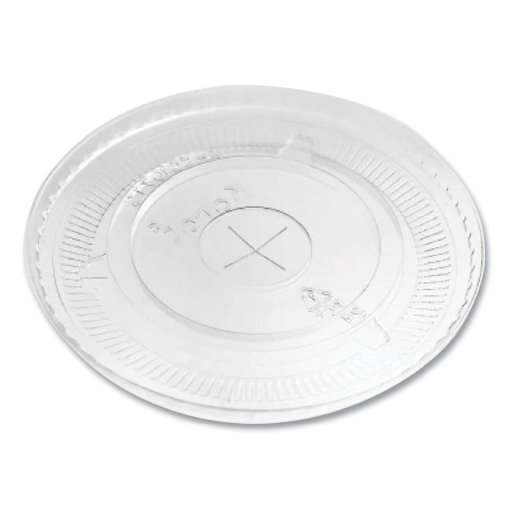 PET Lids, Flat with Straw Slot, Fits 32 oz Cold Cups, Clear 500/Carton