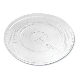 PET Lids, Flat with Straw Slot, Fits 32 oz Cold Cups, Clear 500/Carton