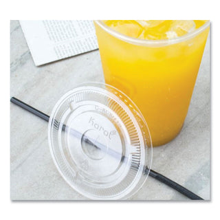 PET Lids, Flat with Straw Slot, Fits 32 oz Cold Cups, Clear 500/Carton