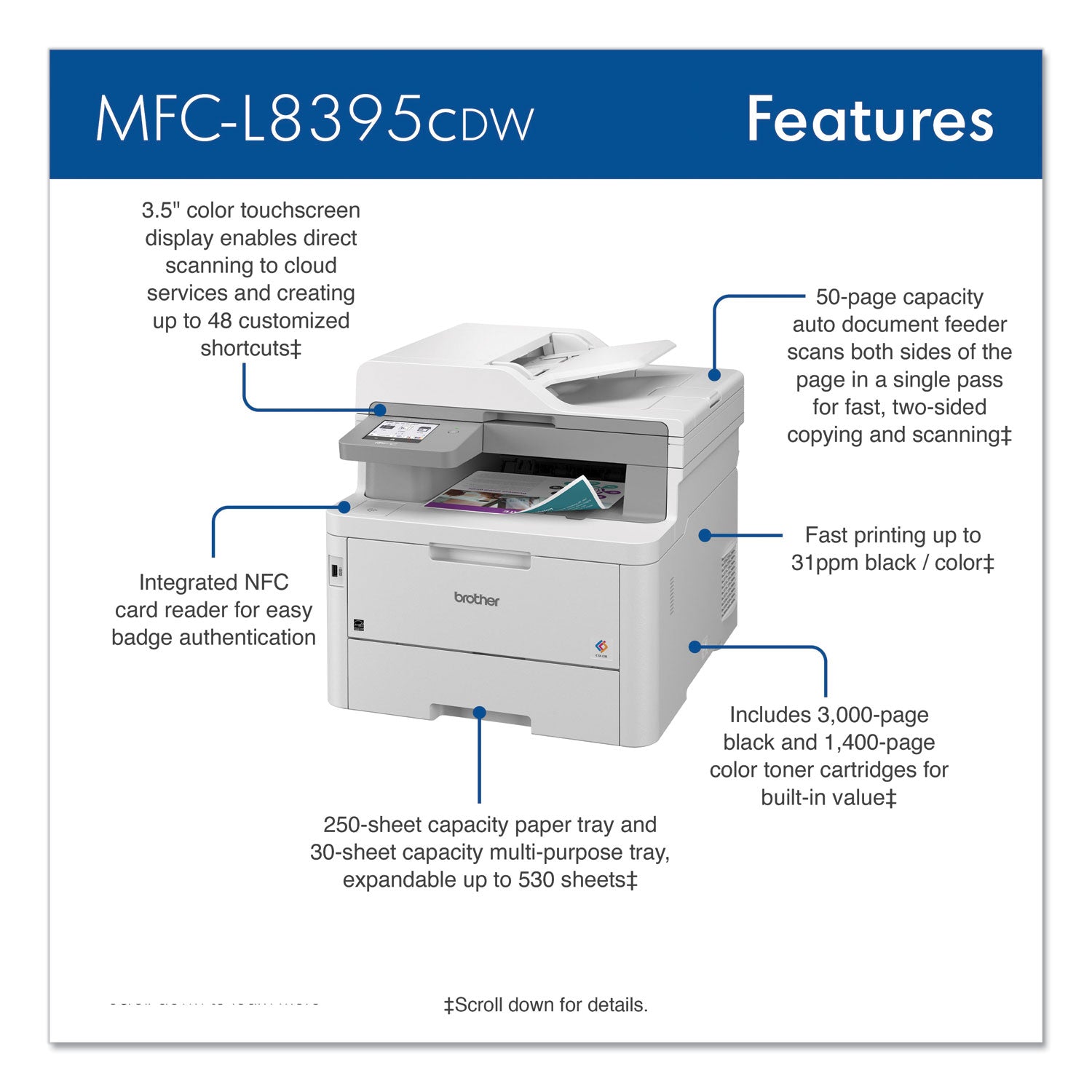 workhorse-mfc-l8395cdw-digital-color-all-in-one-printer-copy-fax-print-scan_brtmfcl8395cdw - 1