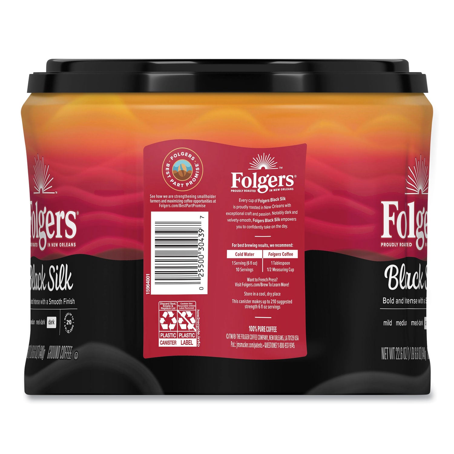 Coffee, Black Silk, 22.6 oz Canister - 