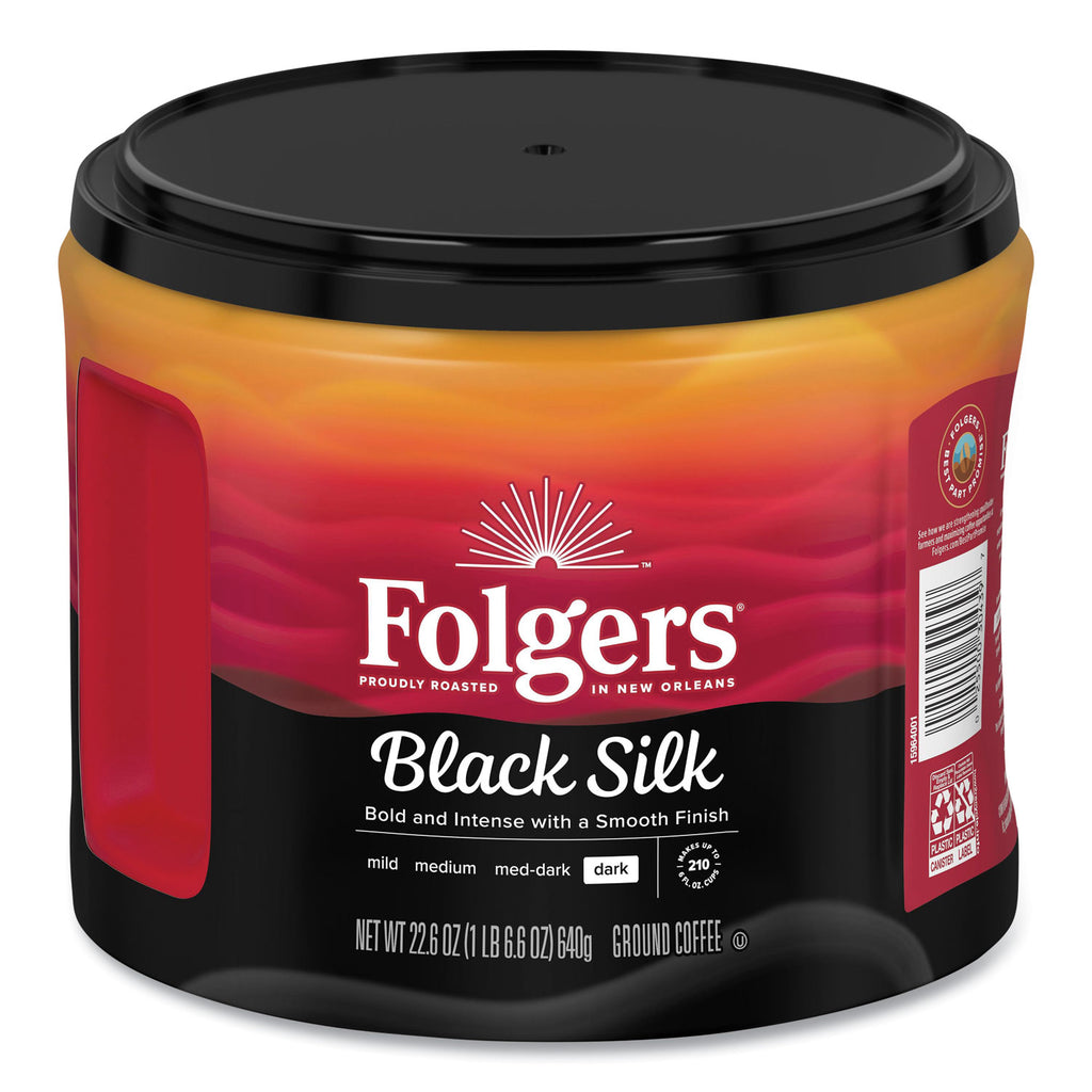 Coffee, Black Silk, 22.6 oz Canister, 6/Carton - 