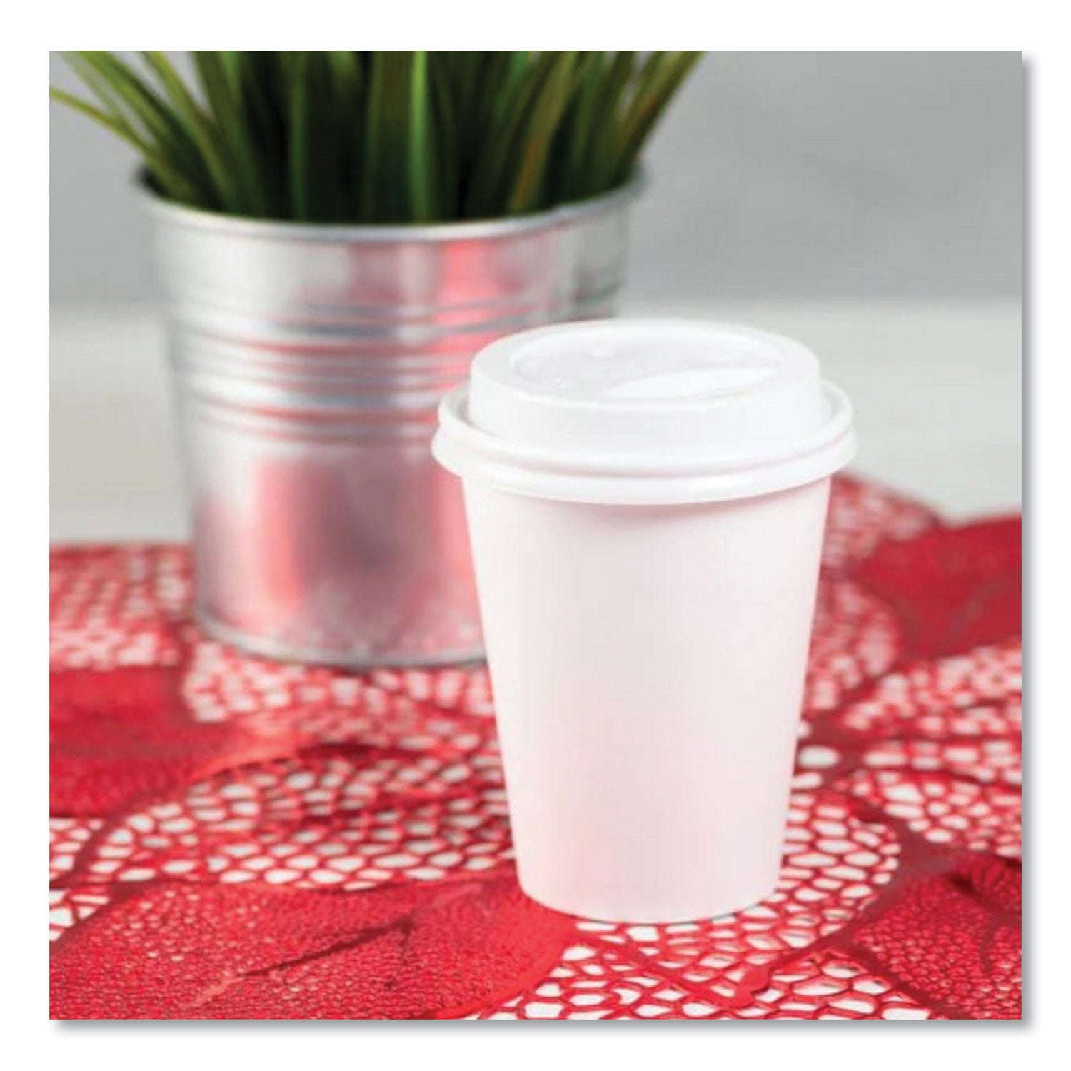 Hot Cup Lids, Fits 8 oz Paper Hot Cups, Sipper Lid, White, 1,000/Carton