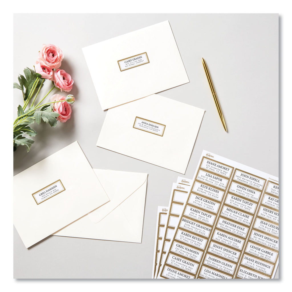 white-easy-peel-mailing-labels-with-metallic-border-inkjet-laser-printers-1-x-263-white-30-sheet-10-sheets-pack_ave6540 - 1