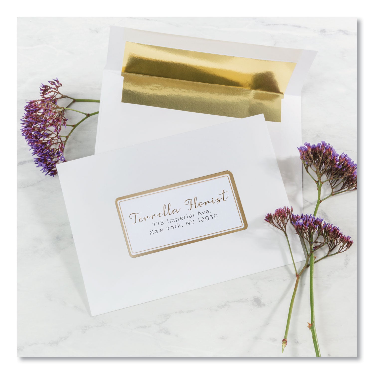 White Easy Peel Mailing Labels with Metallic Border, Inkjet/Laser Printers, 2 x 4, White, 10/Sheet, 10 Sheets/Pack