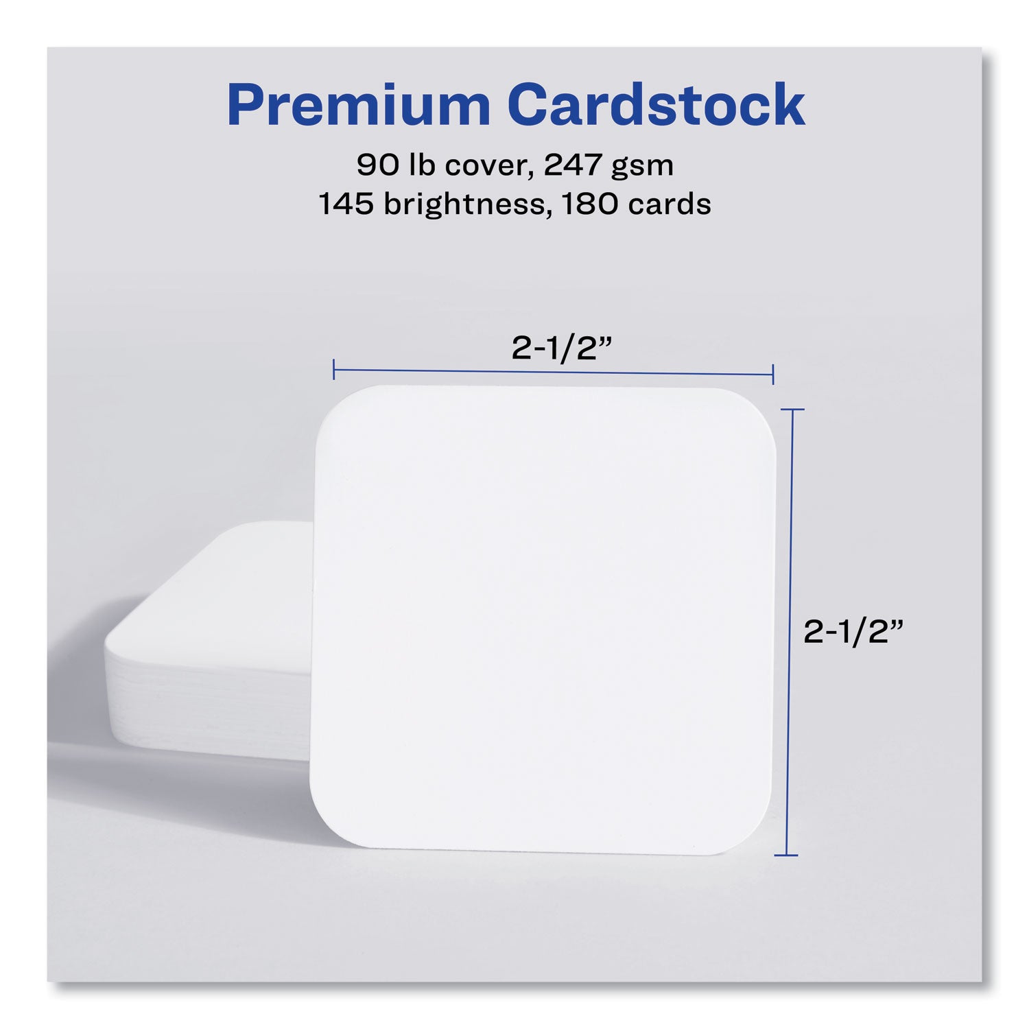 Square Clean Edge Cards with Sure Feed Technology, Laser, 2.5 x 2.5, White, 180 Cards, 9 Cards/Sheet, 20 Sheets/Pack