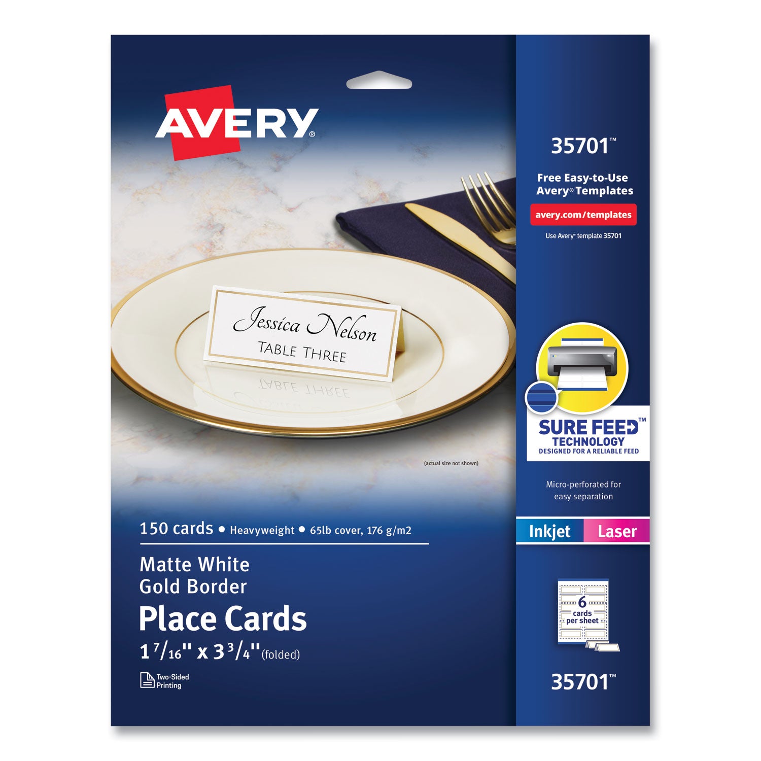 tent-cards-white-gold-375-x-144-6-cards-sheet-25-sheets-pack_ave35701 - 1