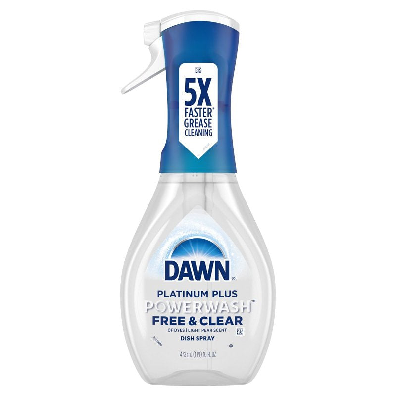 Platinum Powerwash Dish Spray, Free & Clear, Unscented, 16 oz Spray Bottle