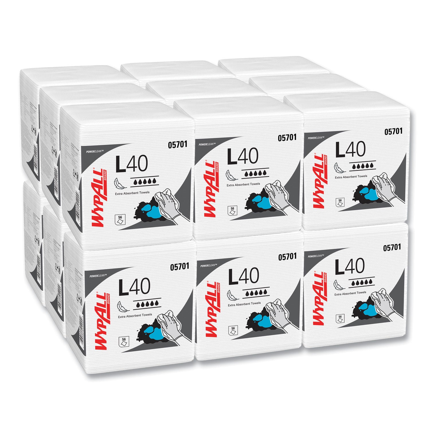 L40 Towels, 1/4 Fold, 12.5 x 12, White, 56/Box, 18 Packs/Carton - 