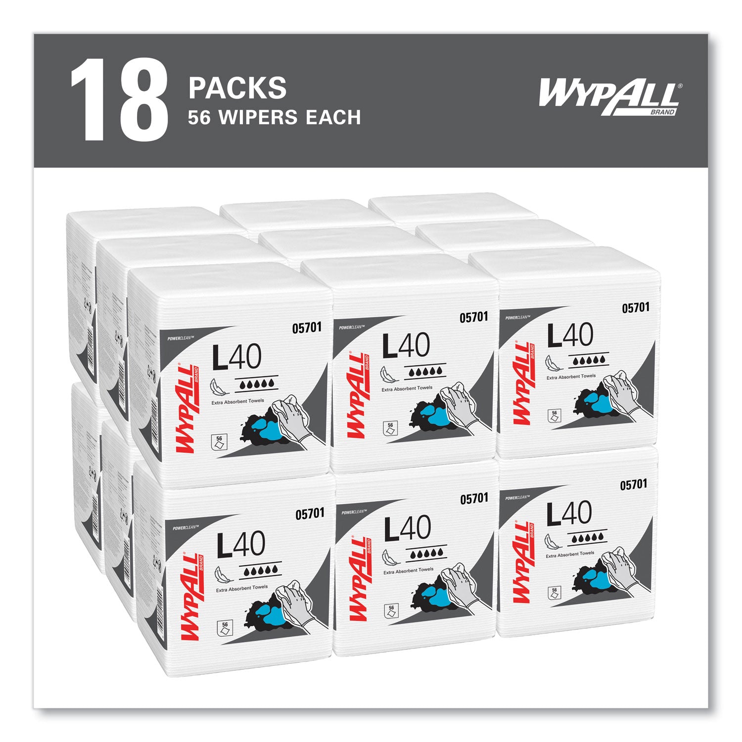 L40 Towels, 1/4 Fold, 12.5 x 12, White, 56/Box, 18 Packs/Carton - 