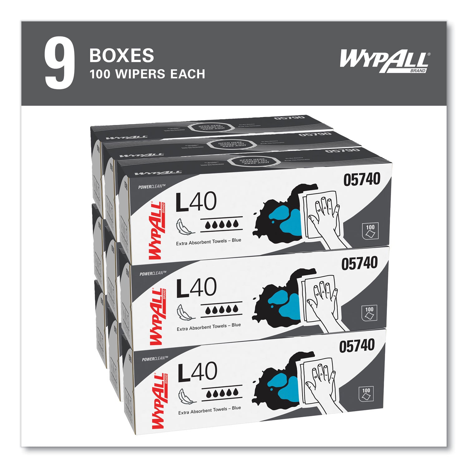 L40 Towels, POP-UP Box, 9.8 x 16.4, Blue, 100/Box, 9 Boxes/Carton - 